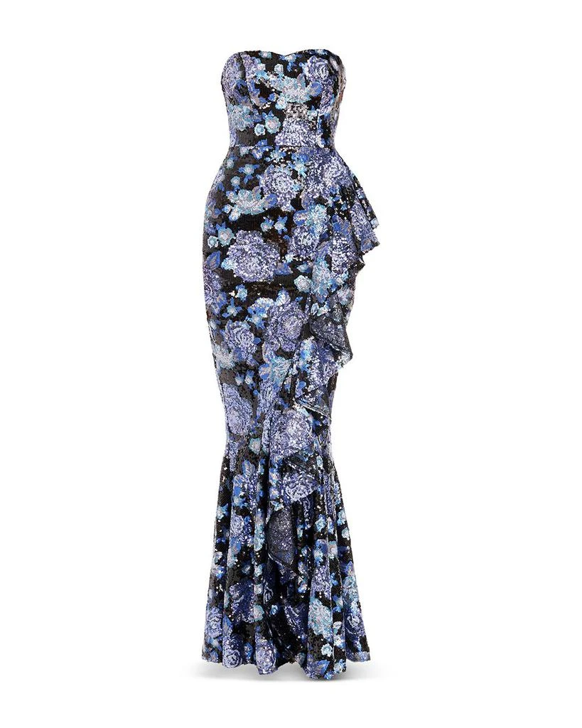 Dress The Population Floral Sequin Ruffle Mermaid Gown 3