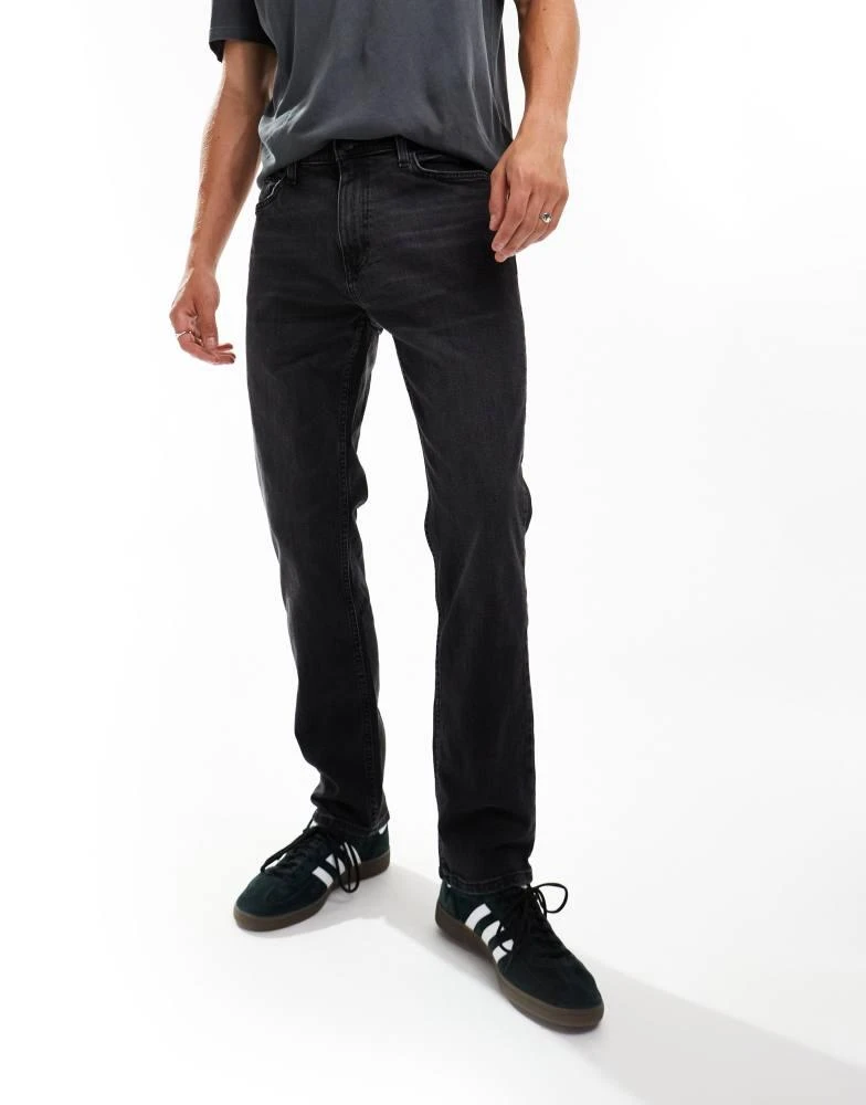 HOLLISTER Hollister slim straight fit jeans in washed black 5