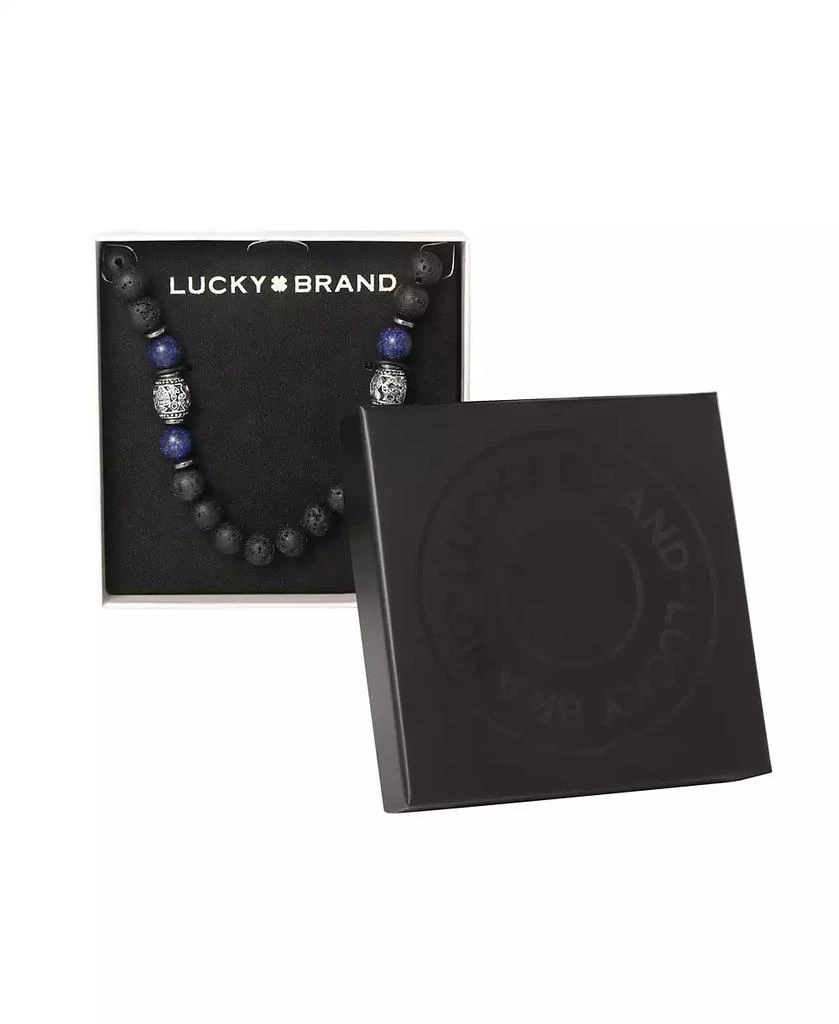 Lucky Brand Men s Lava Rock 
Lapis Beaded 22

 Necklace, Silver Tone Barrel Accents 3