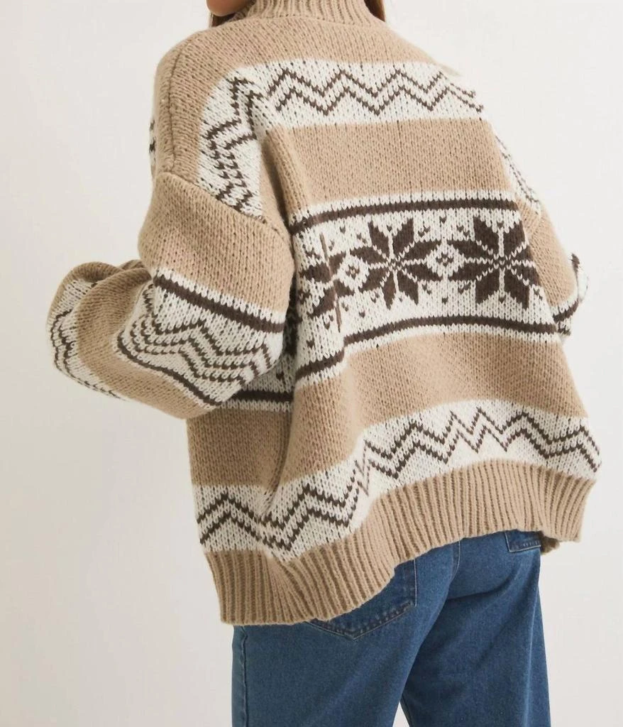 LE LIS Collared Zip Up Sweater Jacket In Brown 3