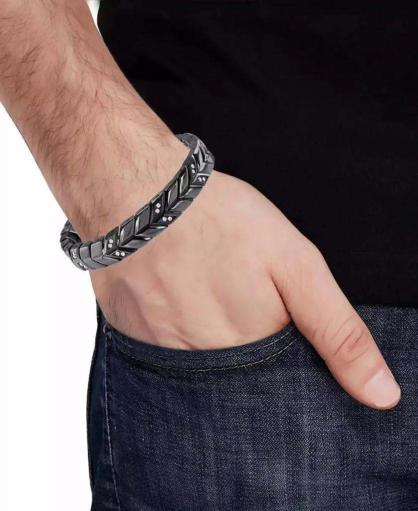 Blackjack Men's Cubic Zirconia Chevron Link Bracelet in Stainless Steel 2