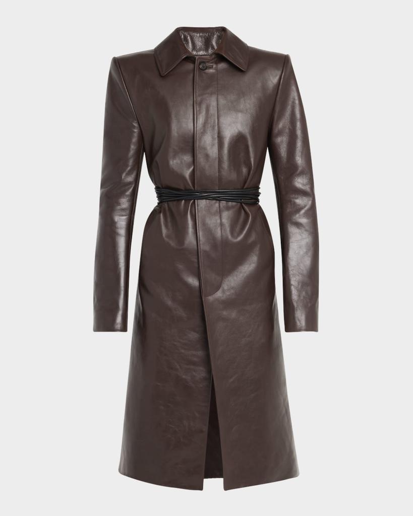 Alexander McQueen Men's Long Leather Raincoat