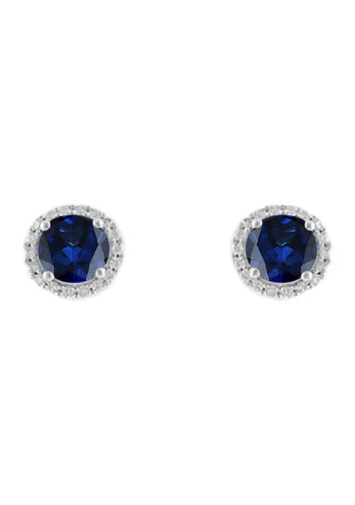 Belk 
Co. 3.2 ct. t.w. Lab Created Sapphire and Lab Created White Sapphire Earrings in Sterling Silver