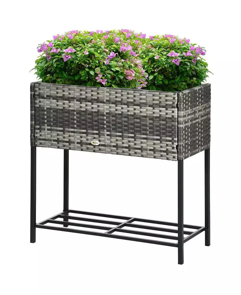 Chic Crate Outsunny Elevated Planter Box with Rattan Look 9