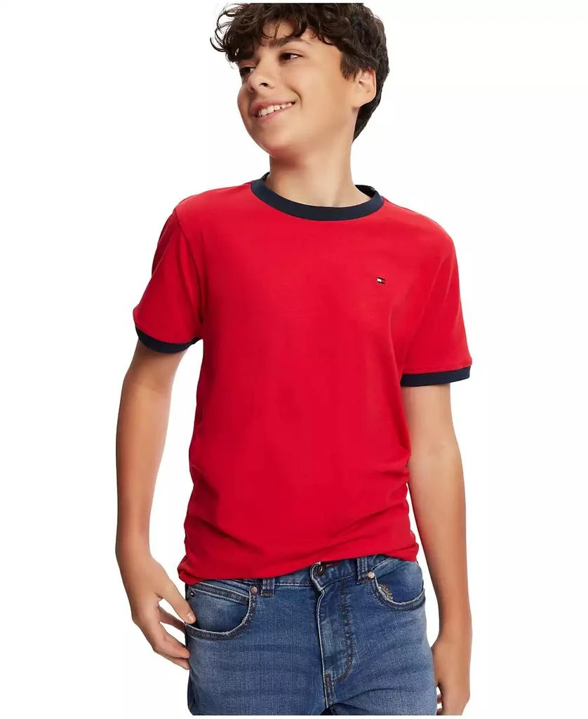 Tommy Hilfiger Big Boys Contrast Trim Embroidered Logo Ken Tee 1