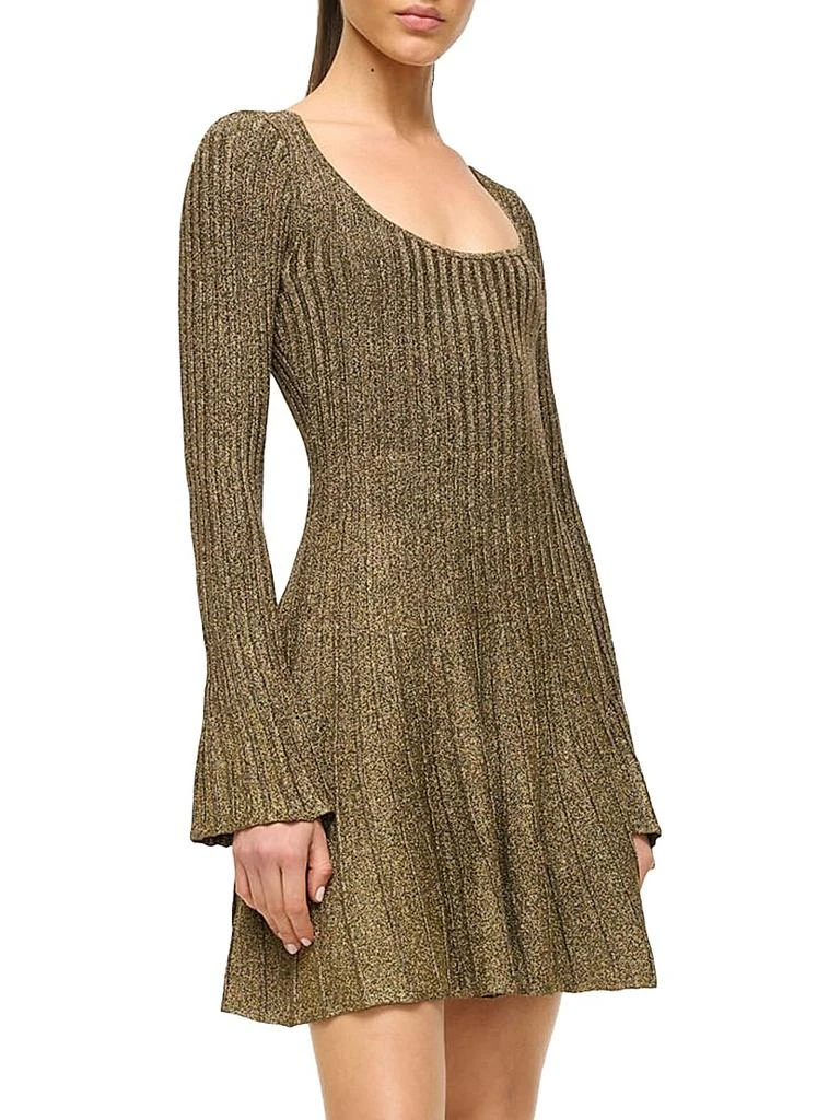 Staud Raquel Metallic Rib-Knit Minidress 4