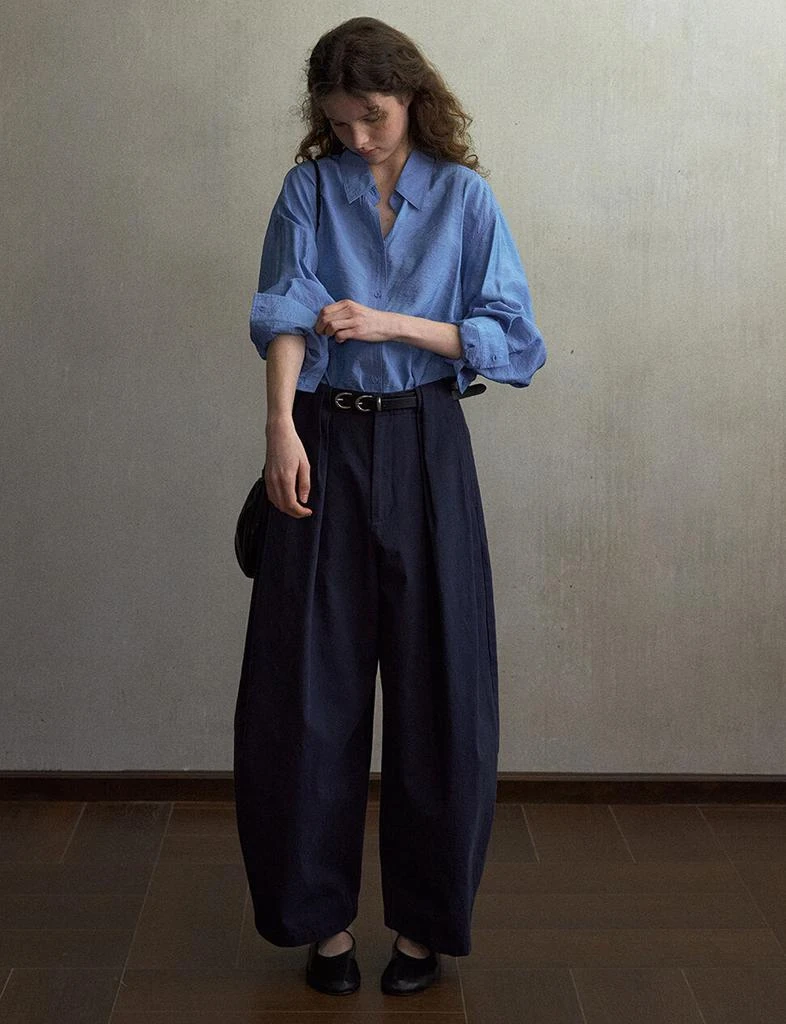 Pixie Market Light-Blue Silky Oversized Shirt-PREORDER