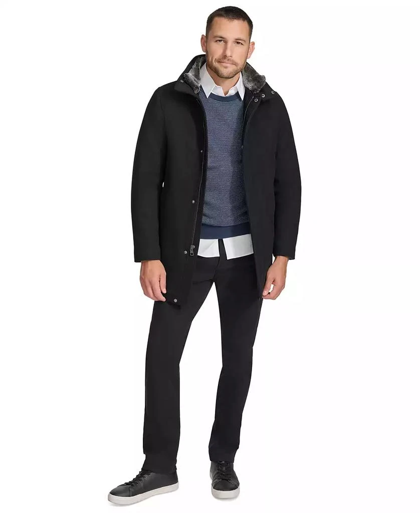 Calvin Klein Men's Urban Walker Coat with Detachable Faux Rabbit Fur at Interior Collar 6