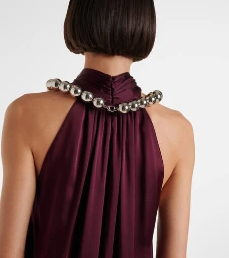 Stella McCartney Embellished halterneck satin jumpsuit 6