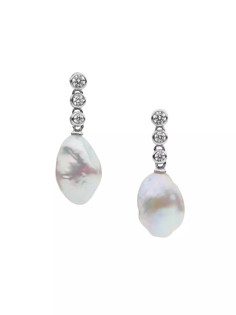 Amber Sceats Zagora Winslie Rhodium-Plated, Cubic Zirconia & Freshwater Pearl Drop Earrings