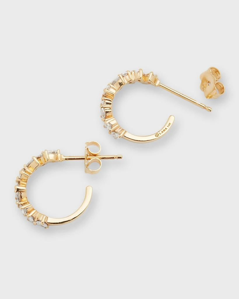 LANA Zig Zag Pear Diamond Huggie Earrings 4