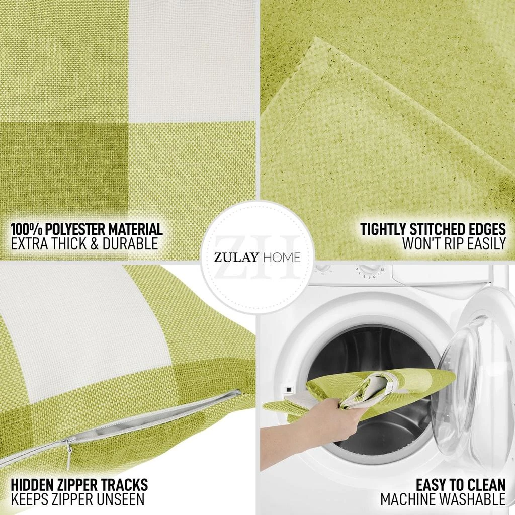 Zulay Kitchen Pack of 2 Buffalo Plaid Throw Pillow Covers 16x16 4