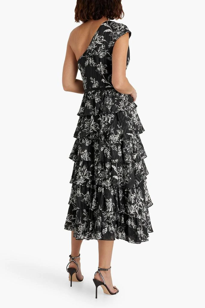 MIKAEL AGHAL One-shoulder tiered floral-print jacquard midi dress 3