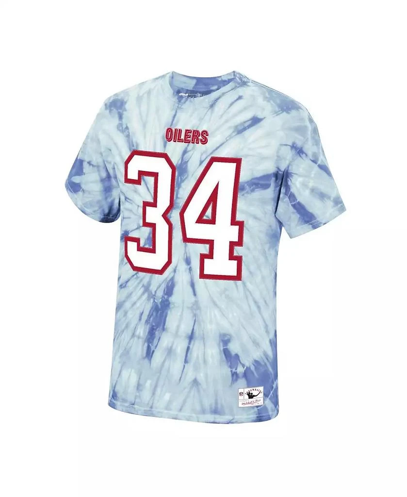 Mitchell & Ness Men's Earl Campbell Light Blue Houston Oilers Tie-Dye Retired Player Name and Number T-shirt 3