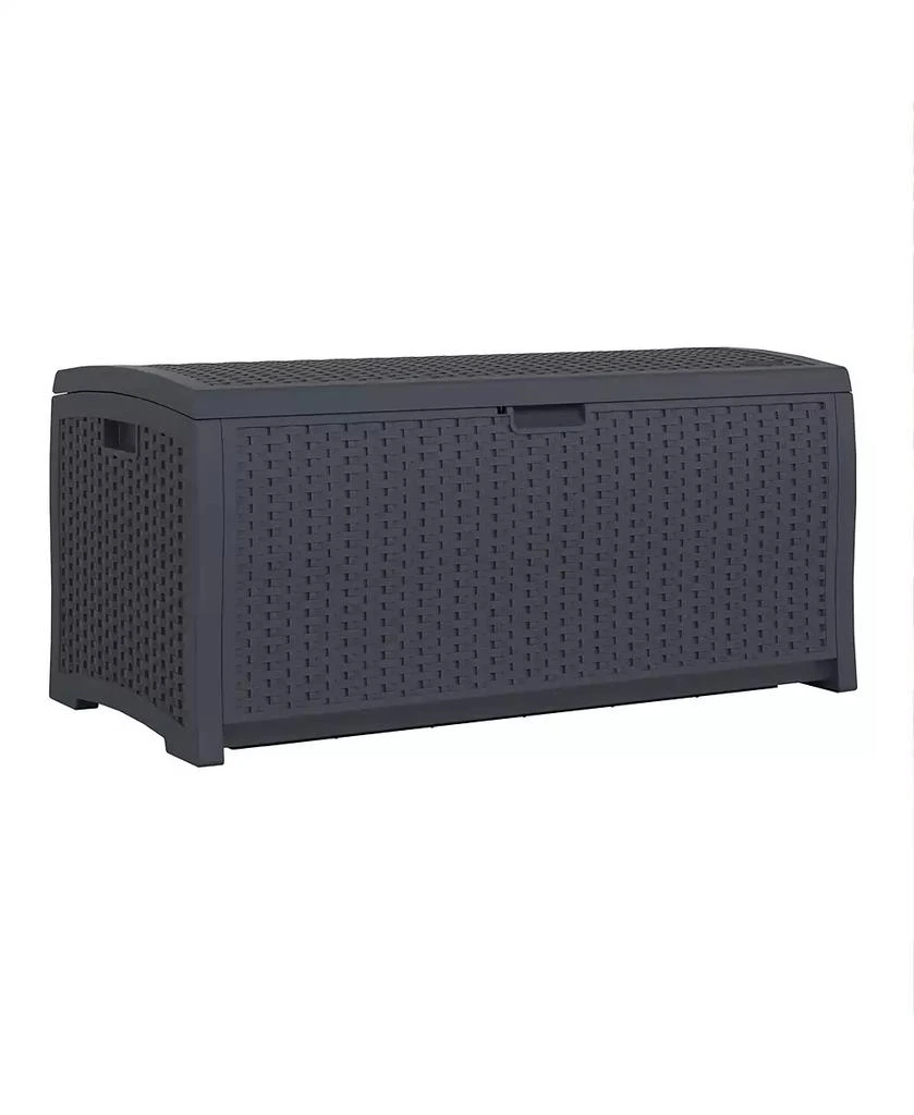 Suncast 73 Gallon Resin Wicker Outdoor Patio Storage Deck Box, Cyberspace