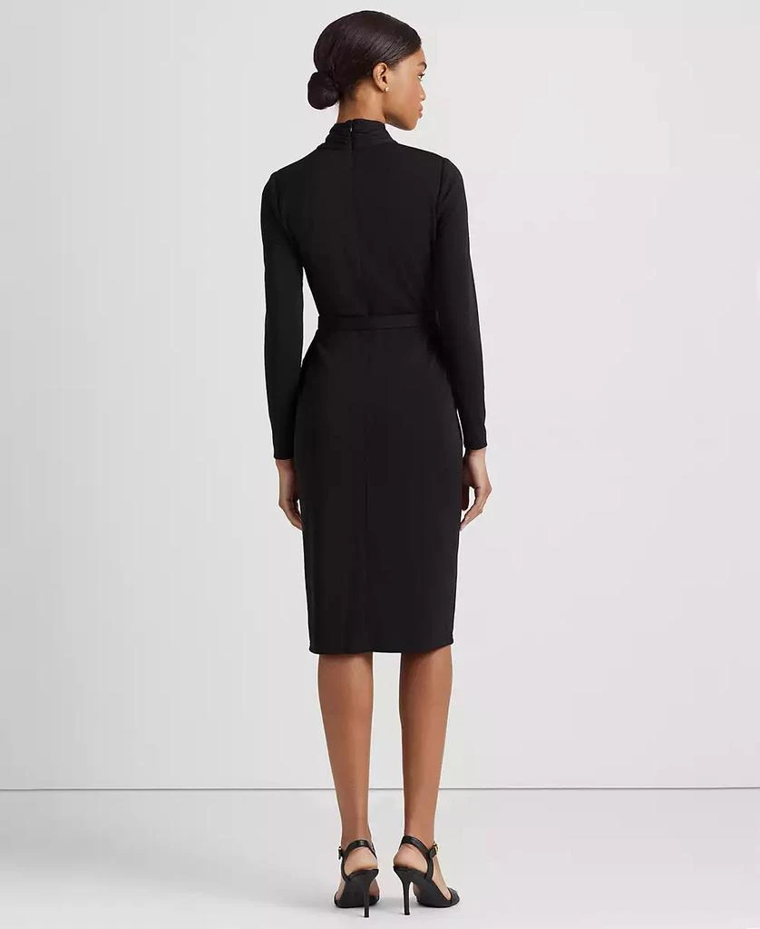 Ralph Lauren Women's Belted Mockneck Long-Sleeve Stretch Jersey Dress 2