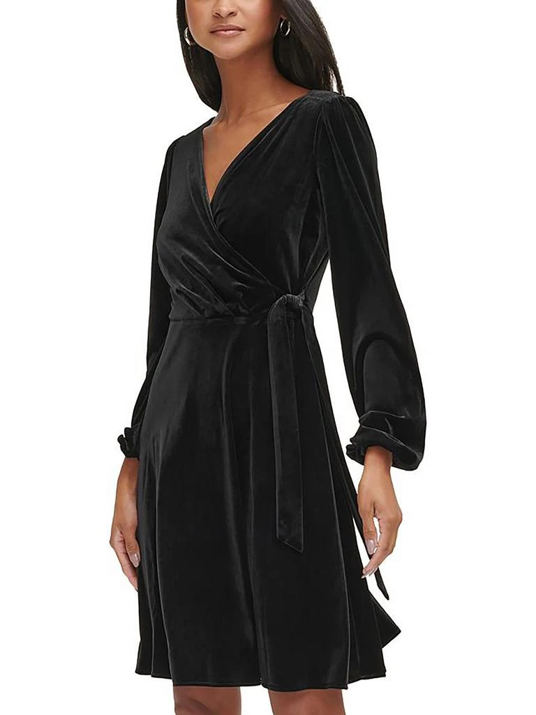 Karl Lagerfeld Paris Womens Above Knee Velvet Fit & Flare Dress, Black