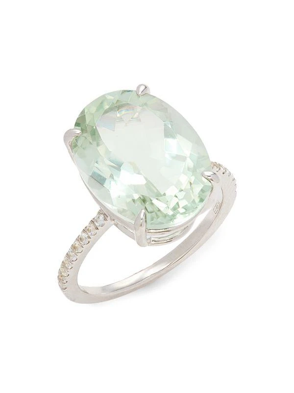 Shop Sterling Silver, Green Amethyst White Sapphire Ring on Sale