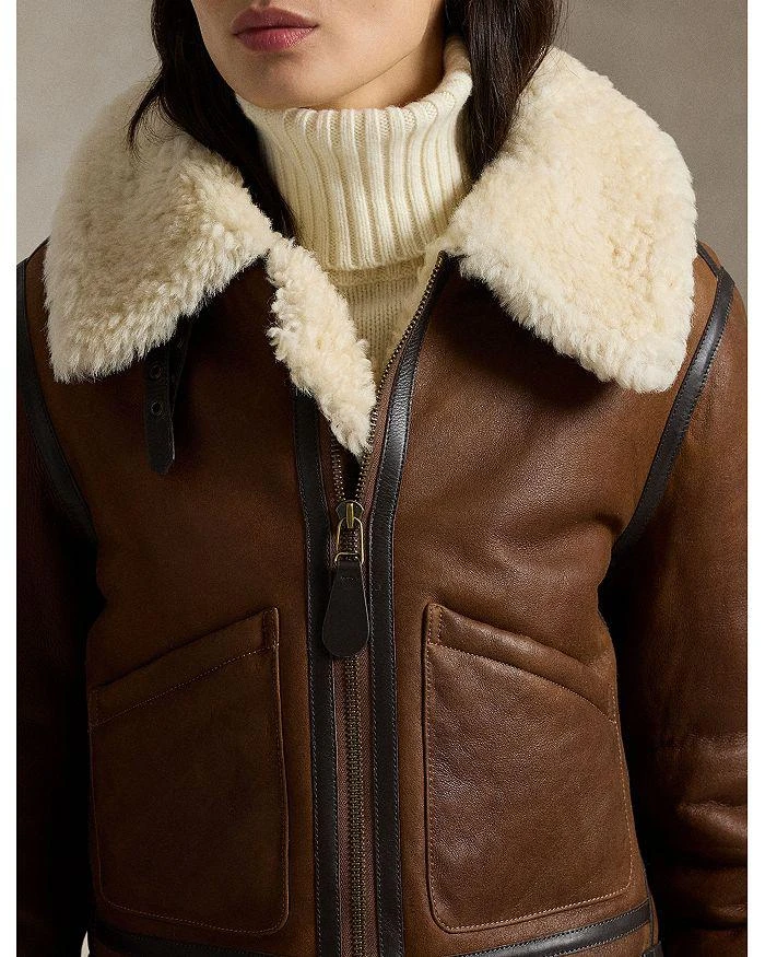Ralph Lauren Lauren Ralph Lauren Leather Trim Shearling Aviator Jacket 5