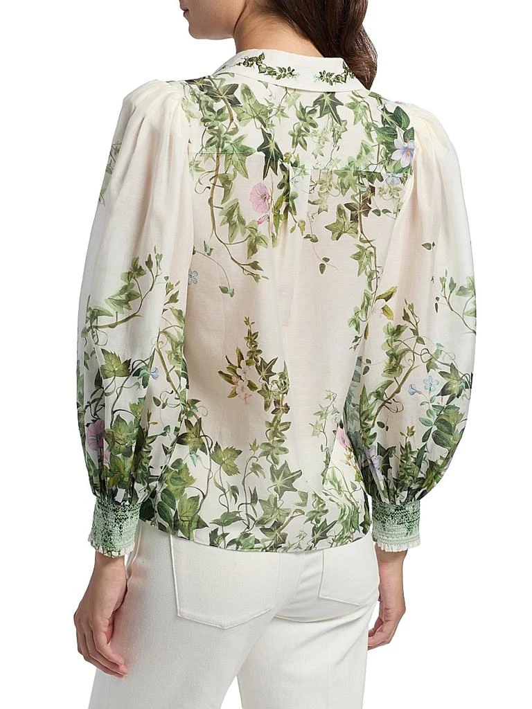 Alice + Olivia Charis Tropical-Print Cotton-Silk Blouse 5