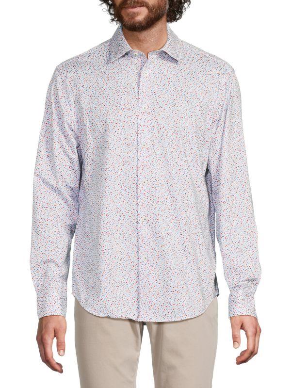 BUGATCHI James Micro Geometric Print Shirt