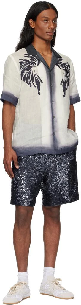 Dries Van Noten Navy Sequinned Shorts 4