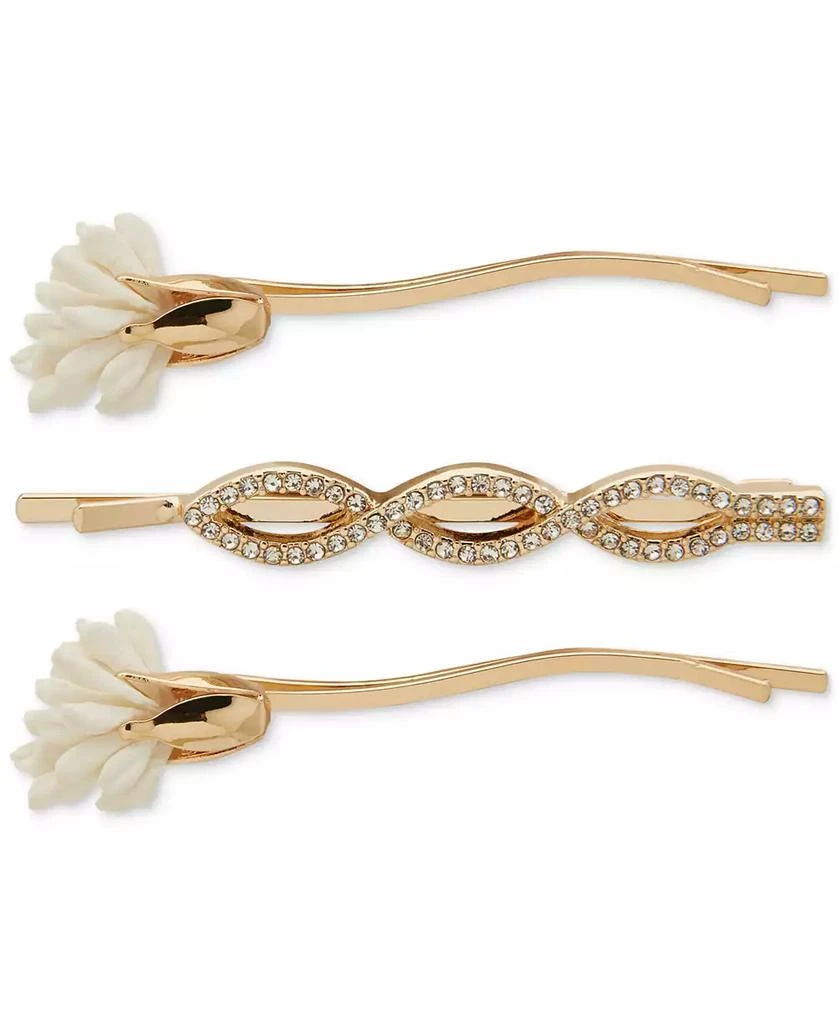 Lonna & Lilly Gold-Tone 3-Pc. Set Gypsum & Crystal Flower & Infinity Hair Pins 1
