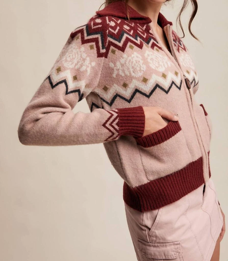 Listicle Listicle - Retro Floral Knit Zip Up Cardigan 3