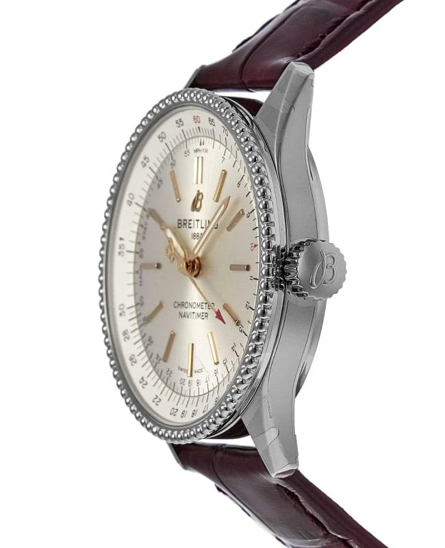 BREITLING Breitling Navitimer Automatic 35 Silver Dial Burgundy Leather Strap Women's Watch A17395F41G1P1 2