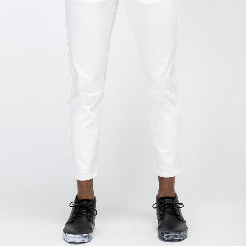 Konus Men's Cropped Twill Pant With Dart Detail In White