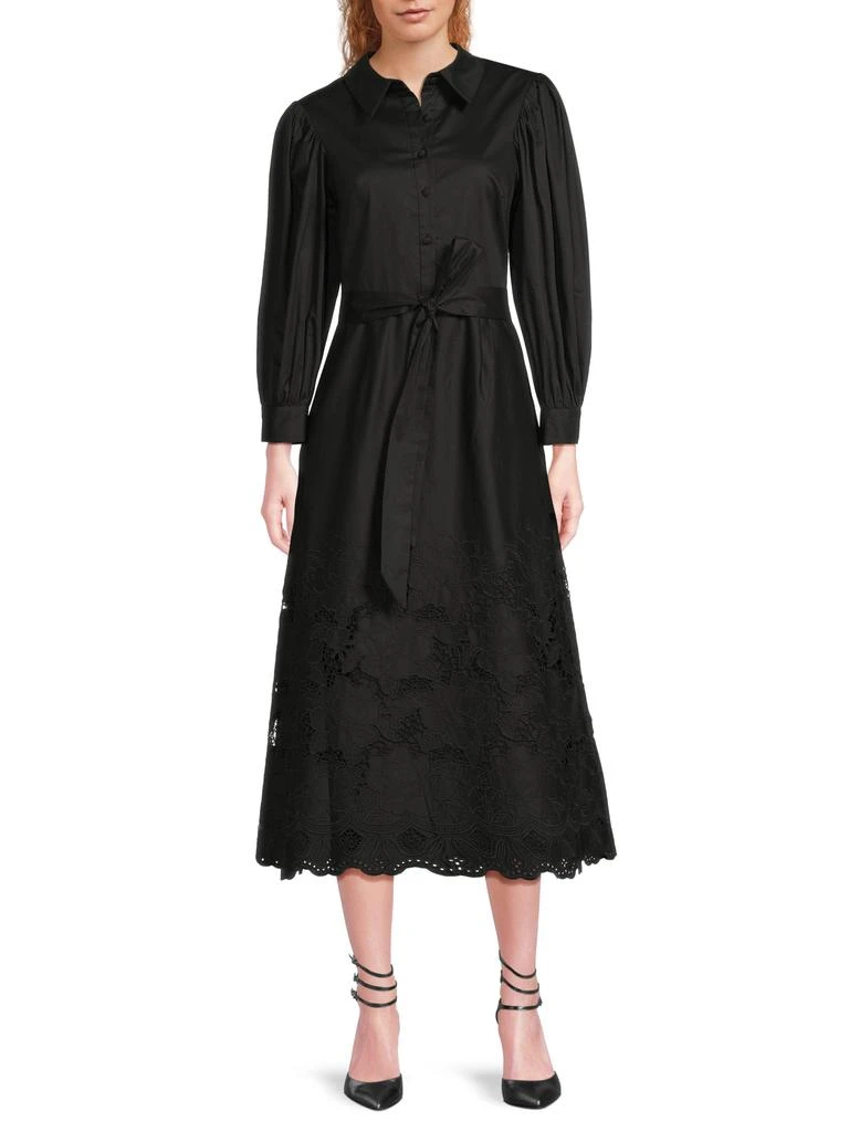 navy blue lace two piece dress Navy Lace Maxi Dress with Mesh Detail and Side Slit main image 0