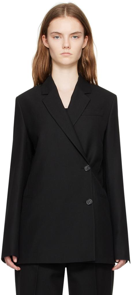 【関税込み】TOTEME WALLET BLAZER Totême Black Off-Center Wrap Blazer - Suits - BeyondStyle