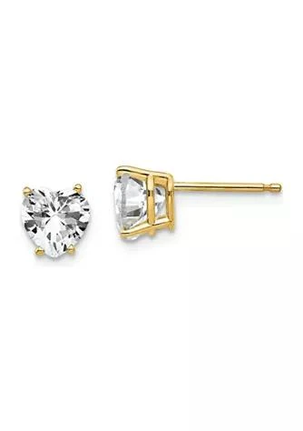 Belk & Co. 14K Yellow Gold 6mm Heart Cubic Zirconia Earrings 1