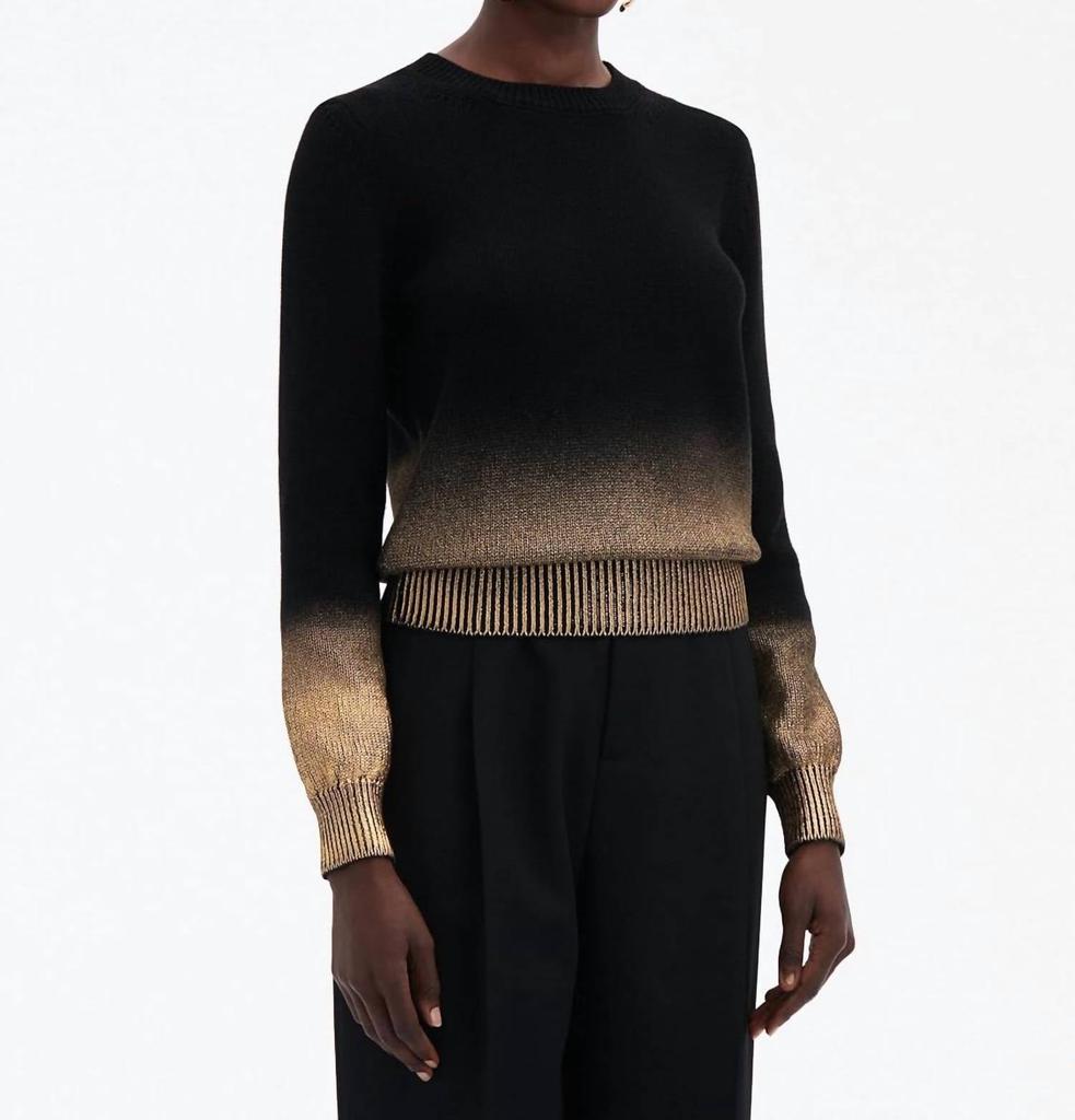 Oscar de la Renta Oscar De La Renta - Long Sleeve Gold Foil Sweater