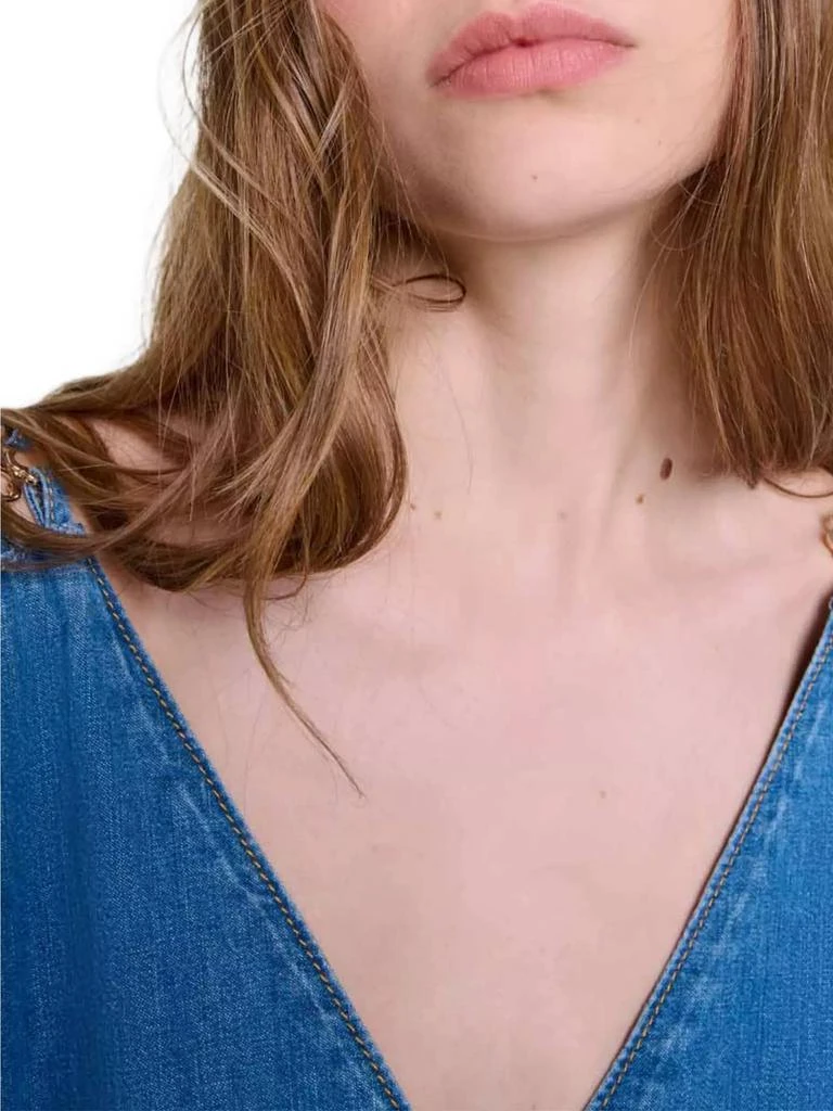 Maje Cutaway Denim Midi Dress 8