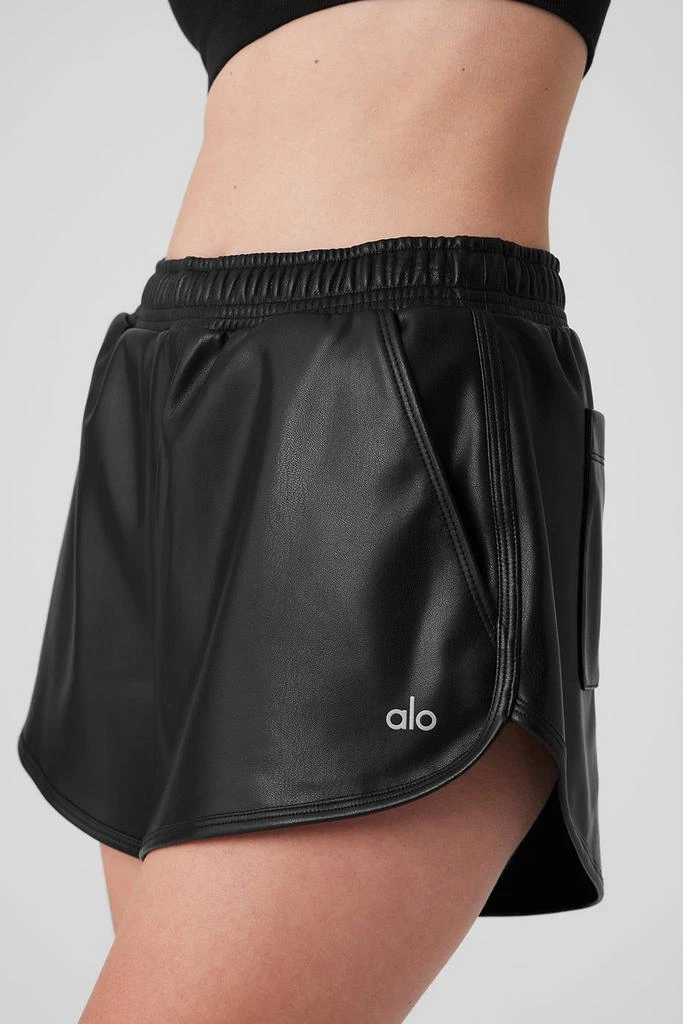 Alo Faux Leather Power Hour Short - Black 4