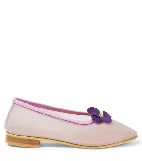 PEPE Floral-appliqué mesh ballet flats 3