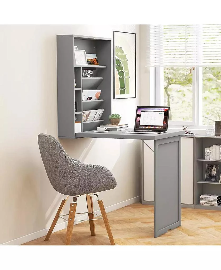 GOUUN Wall-Mounted Fold-Out Convertible Floating Desk Space Saver 10