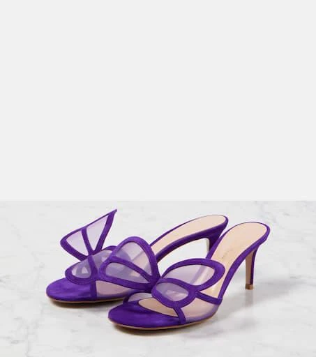 Gianvito Rossi Butterfly 70 mesh and suede mules 4