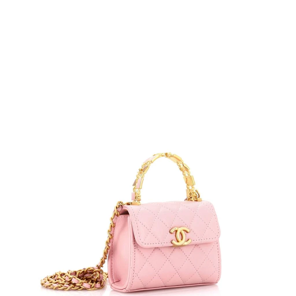 Chanel Coco Enamel Top Handle Flap Bag Quilted Lambskin Small 2