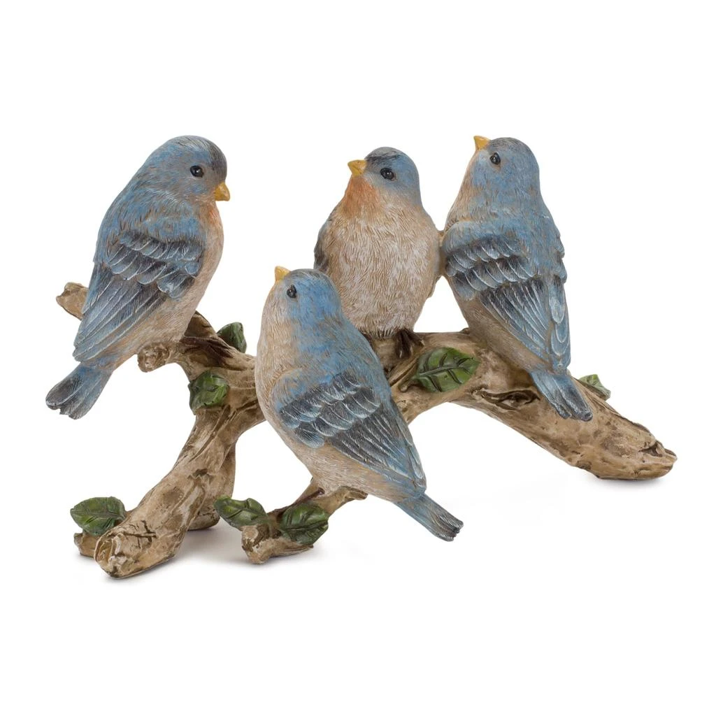 Melrose International Blue Birds on Branch Figurine 11"L - Blue, Brown