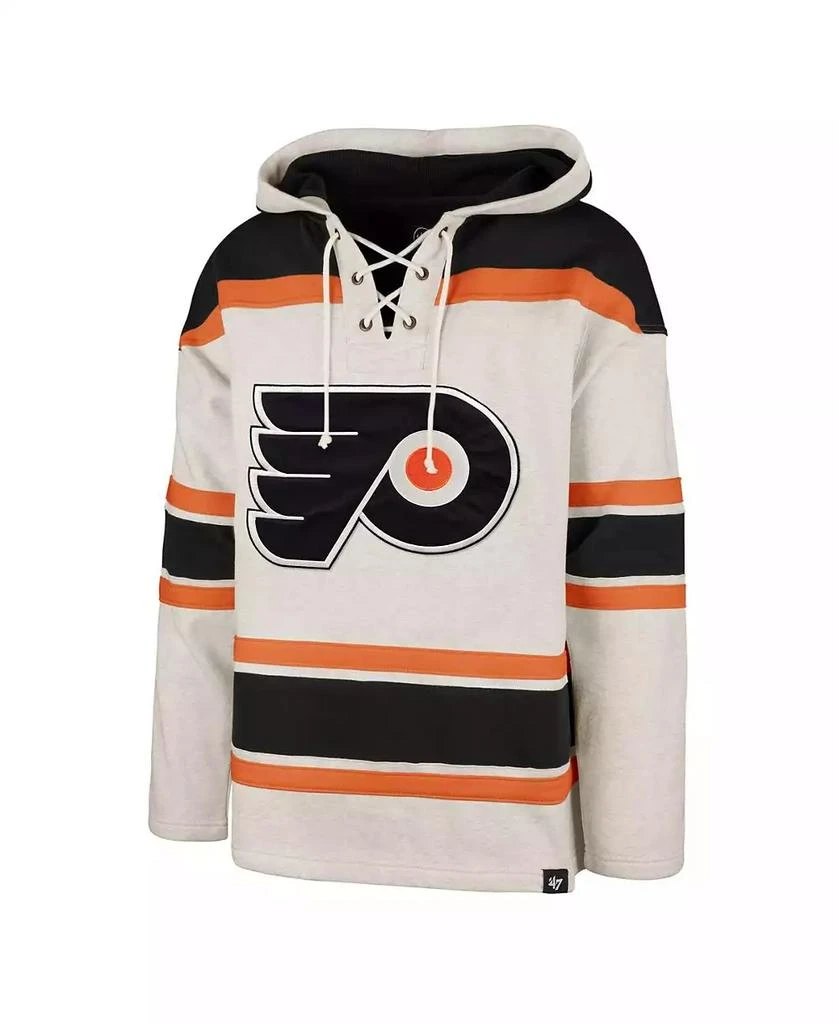 47 Brand Men's Oatmeal Philadelphia Flyers Rockaway Lace-Up Pullover Hoodie 3