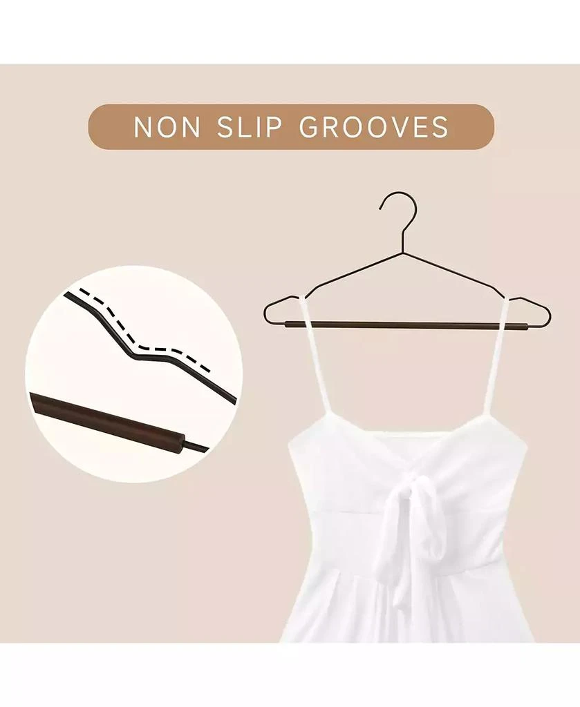 BP4U 36-Pack Heavy Duty Metal Coat Hangers with Wooden Pants Bar, Reinforced Wire Hangers with Beech Wood Trouser Bar for Suits 4