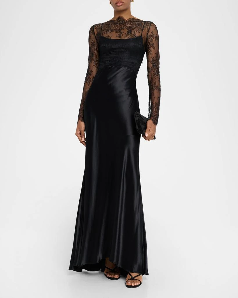 Alberta Ferretti Ls Lace Top W Tank Dress 4