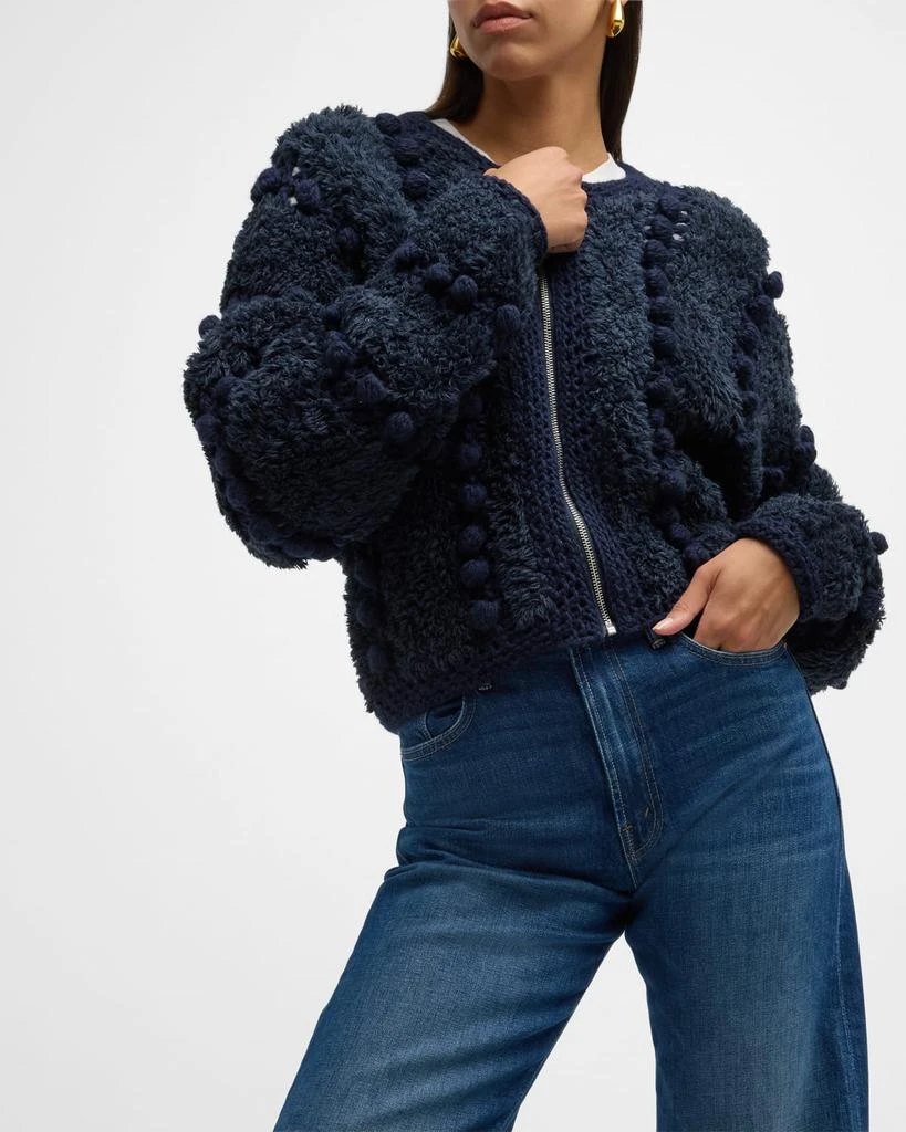 FRAME Zip-Front Pom Pom Cardigan 8