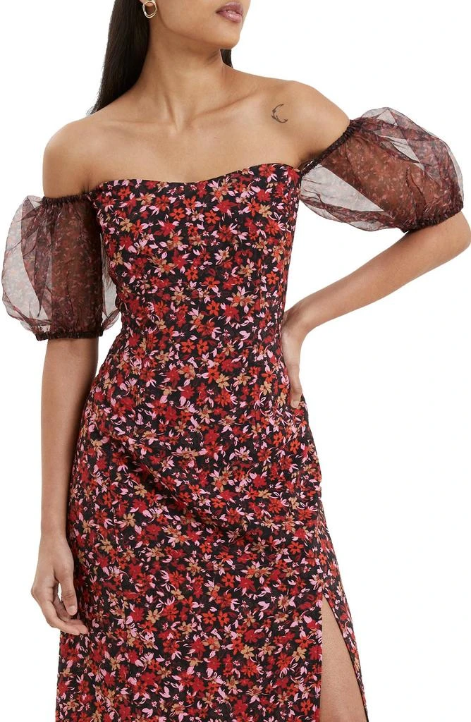 French Connection Clara Floral Off the Shoulder Puff Sleeve Dress 2