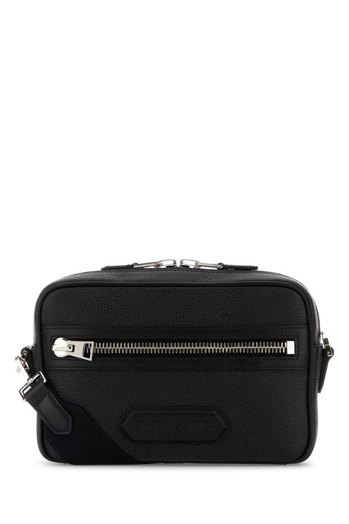 Shop Black Leather Small Traveller Crossbody Bag on Sale at