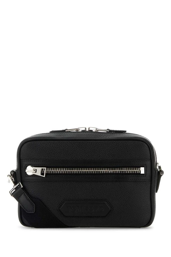 Tom Ford BLACK LEATHER SMALL MESSENGER CROSSBODY BAG 1