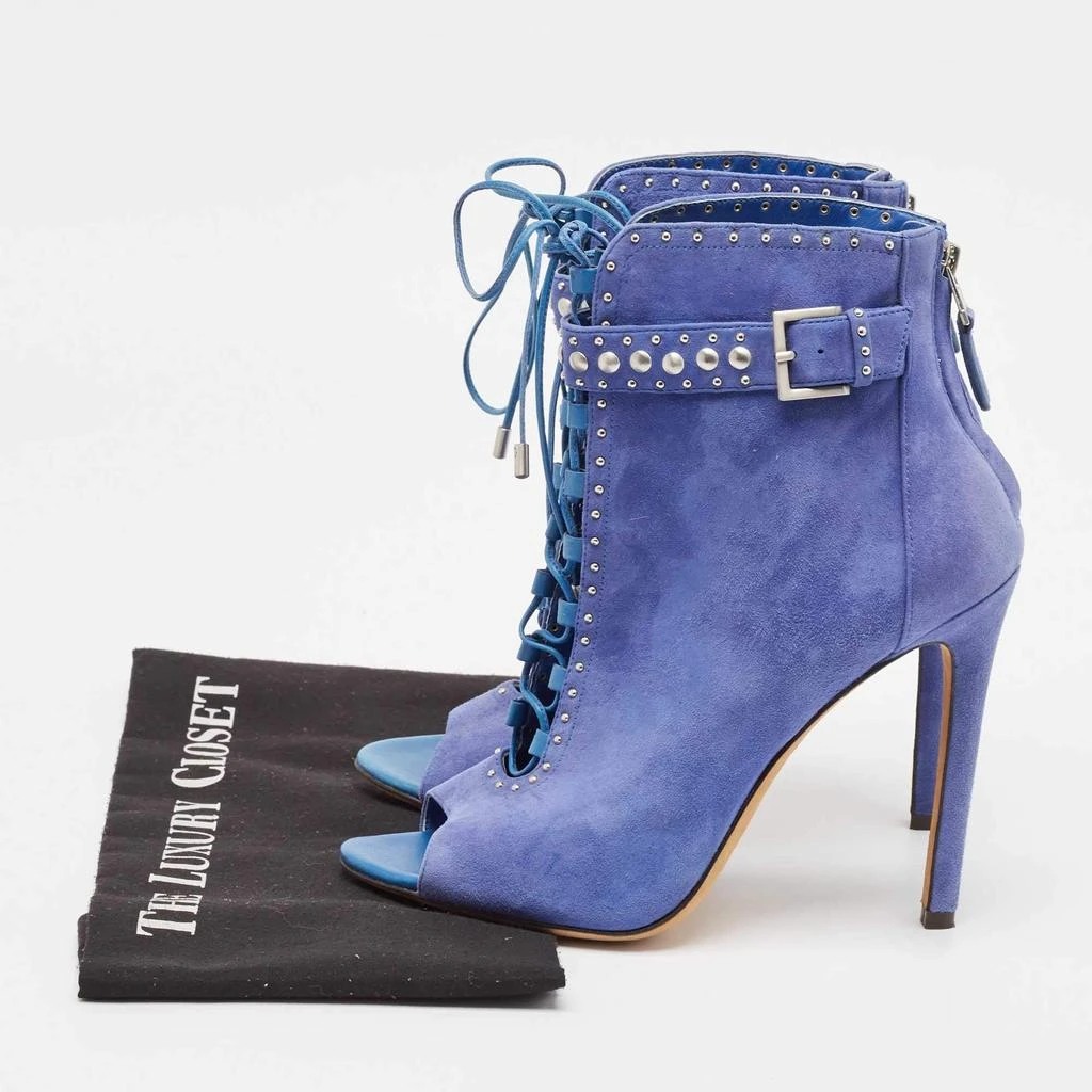 Brian Atwood Brian Atwood Blue Suede Embellished Ankle Length Boots Size 38 9