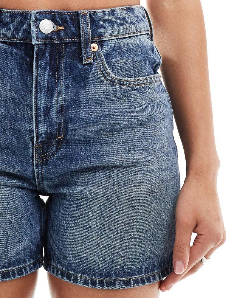 Weekday Weekday Eya high waist denim shorts in spinel blue 5
